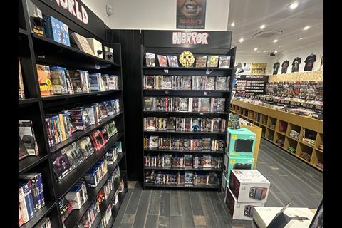 Horror DVDs on display at Nottingham Fopp store